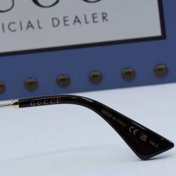 Gucci GG0818SA 005 Geometric Sunglasses - Gold/Grey main image 4
